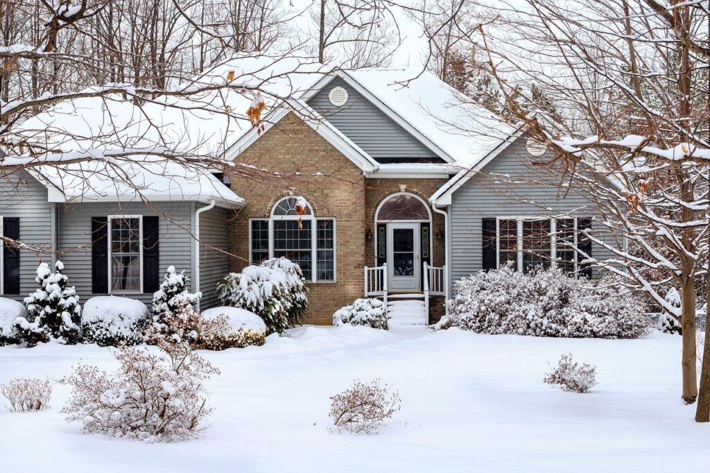 winter, snow scene, house, home, brick, vinyl siding, shutters, windows, shrubs, shubury, landscaping, snow covered, architecture, gables, entrance, front yard, gray home, gray house, gray landscape, gray window, gray snow, snow scene, vinyl siding, vinyl siding, vinyl siding, vinyl siding, vinyl siding, front yard, front yard